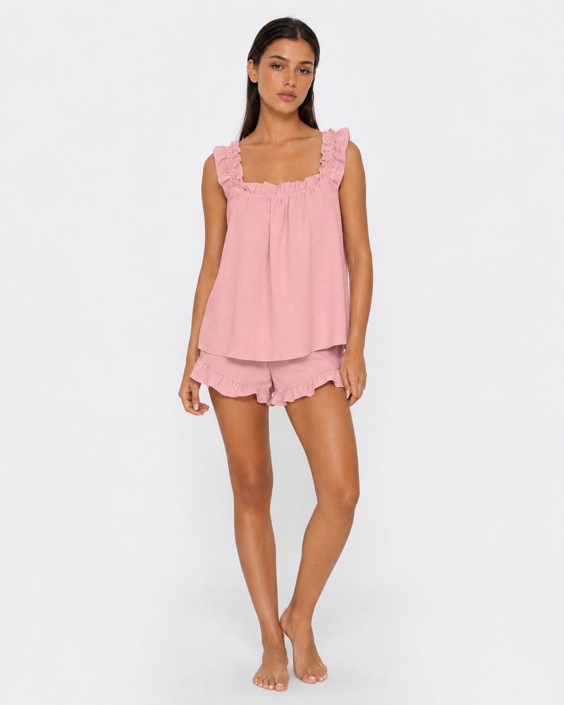 Ruffle Co-ord Set in Pink – Celine by Maravesse