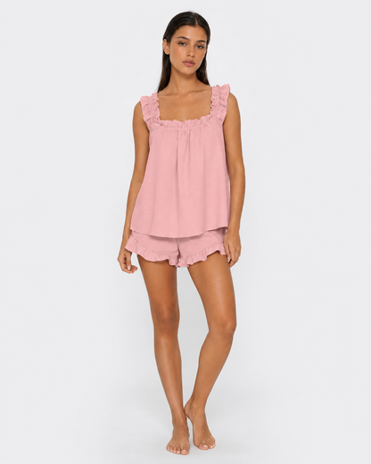 Ruffle Co-ord Set in Pink – Celine by Maravesse