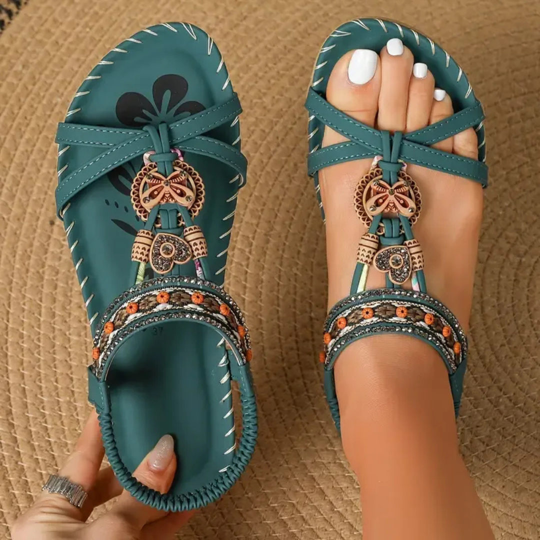 Sandals in Dark reen – Florence by Maravesse