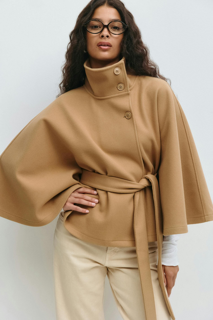 Belted Cape in Beige – Juliette by Maravesse