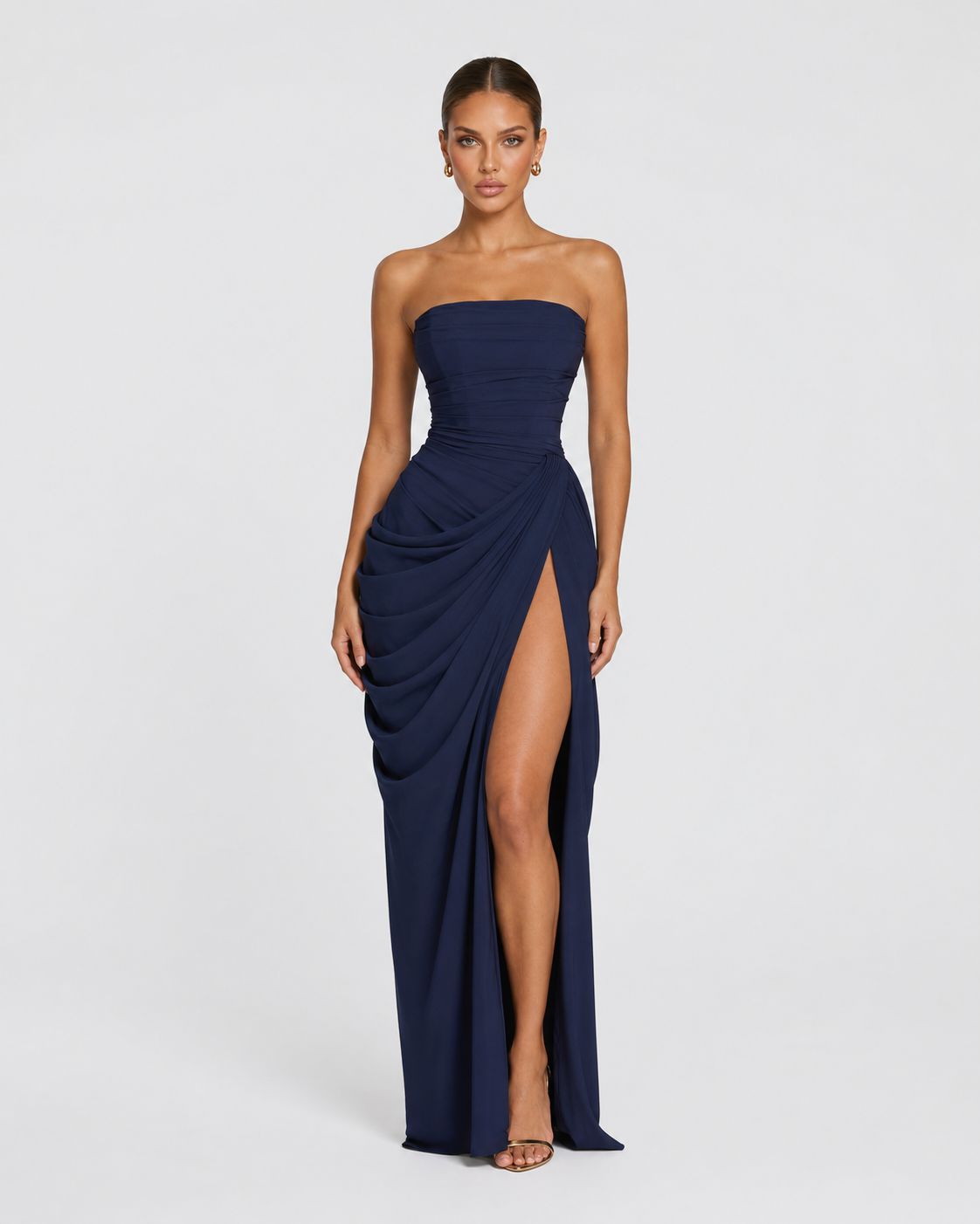 Drape Gown in Navy Blue – Aurelia by Maravesse