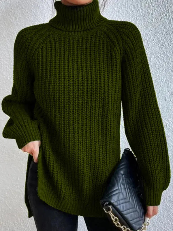 Turtleneck Jumper in Dark green – Noa by Maravesse