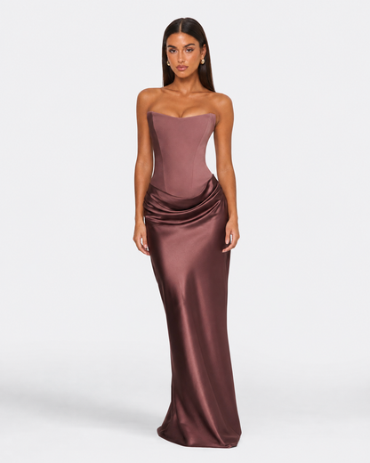 Corset Gown in Taupe Pink – Siri by Maravesse