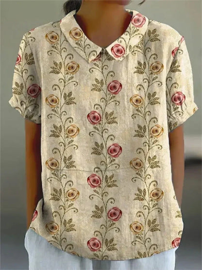 Linen Blouse in Khaki – Genevieve by Maravesse