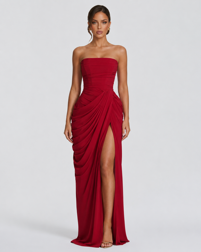 Main Character Drape Gown in Muted red, front