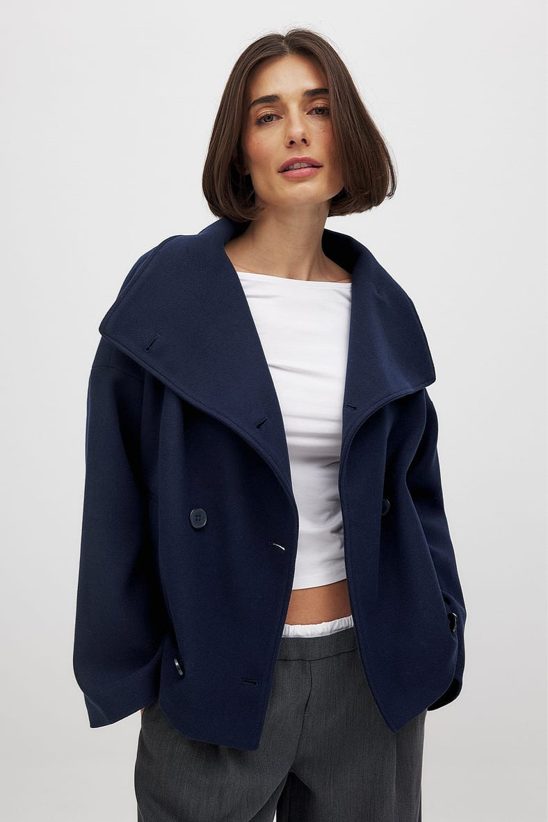 Double Breasted Coat in Dark Blue – Imogen by Maravesse