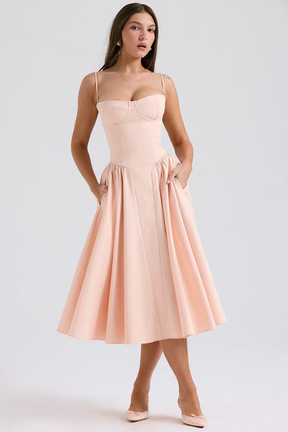 Corset Midi Dress in Light Pink – Saar by Maravesse