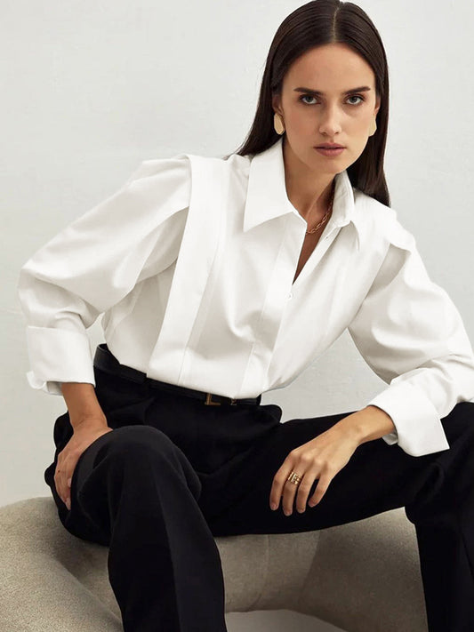 Oversized Blouse in White – Isadora by Maravesse