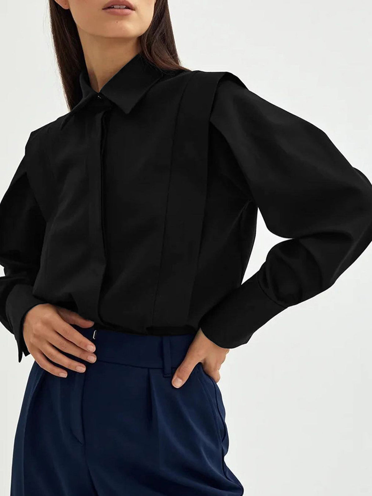Oversized Blouse in Black – Isadora by Maravesse