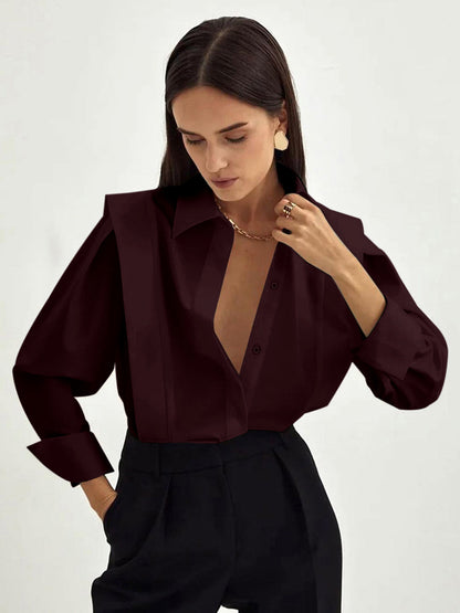 Oversized Blouse in Burgundy – Isadora by Maravesse