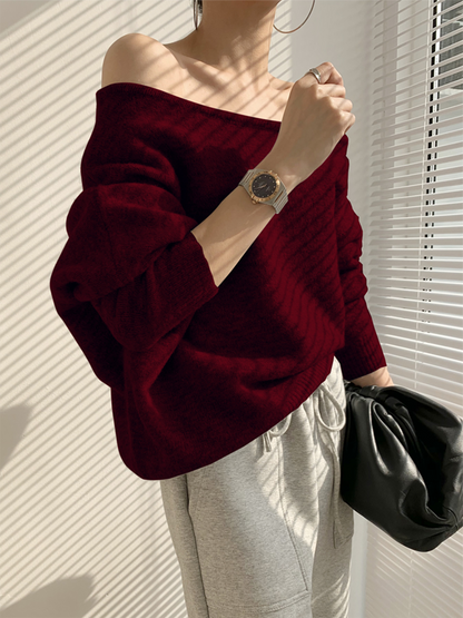 One-Shoulder Cardigan in Burgundy – Fleur by Maravesse