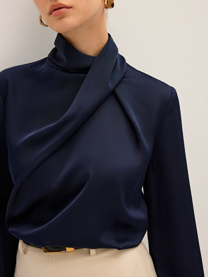 Draped Satin Blouse – Josephine by Maravesse (2)