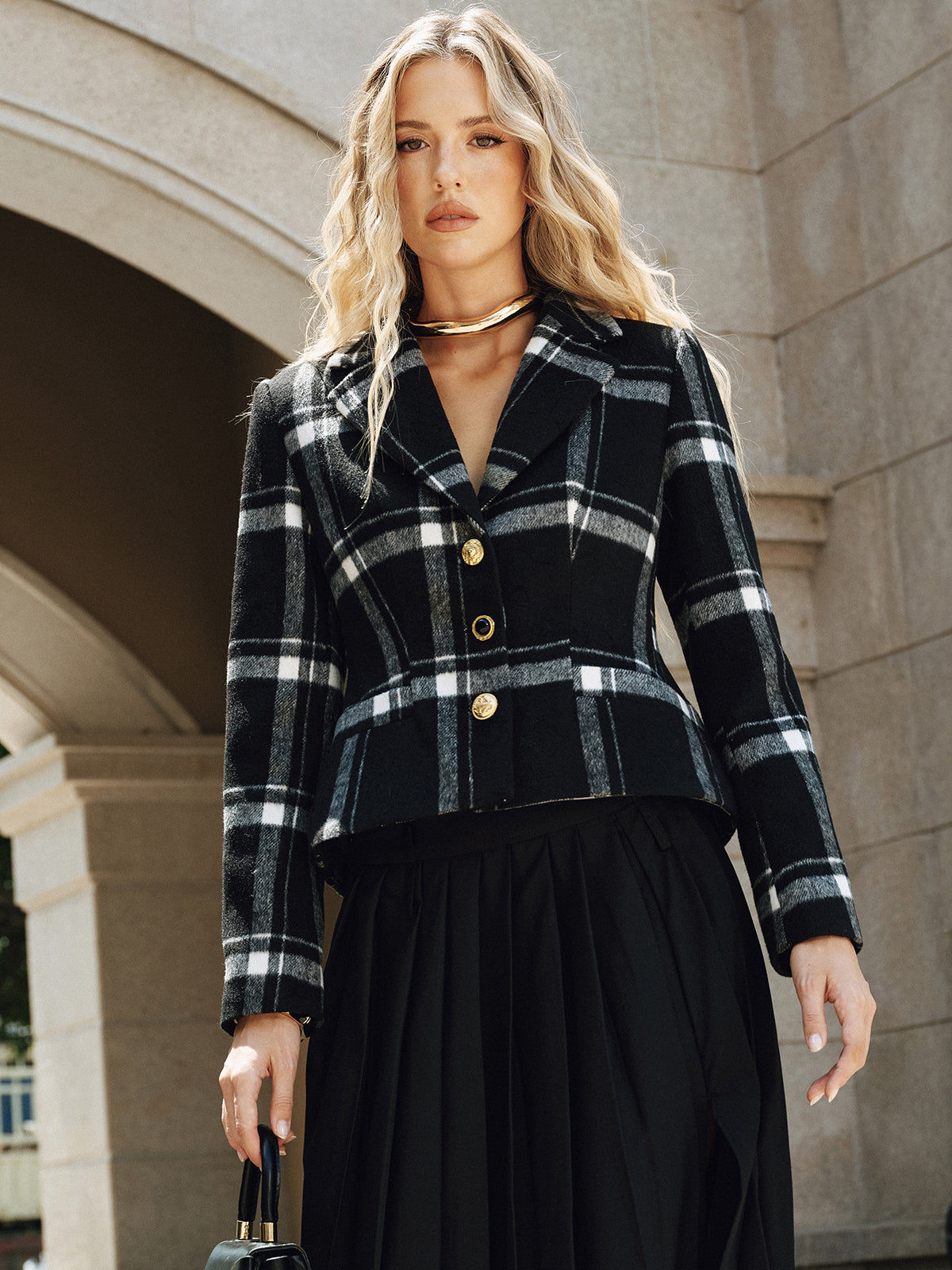 Plaid Wool Blazer – Rosalind by Maravesse (4)