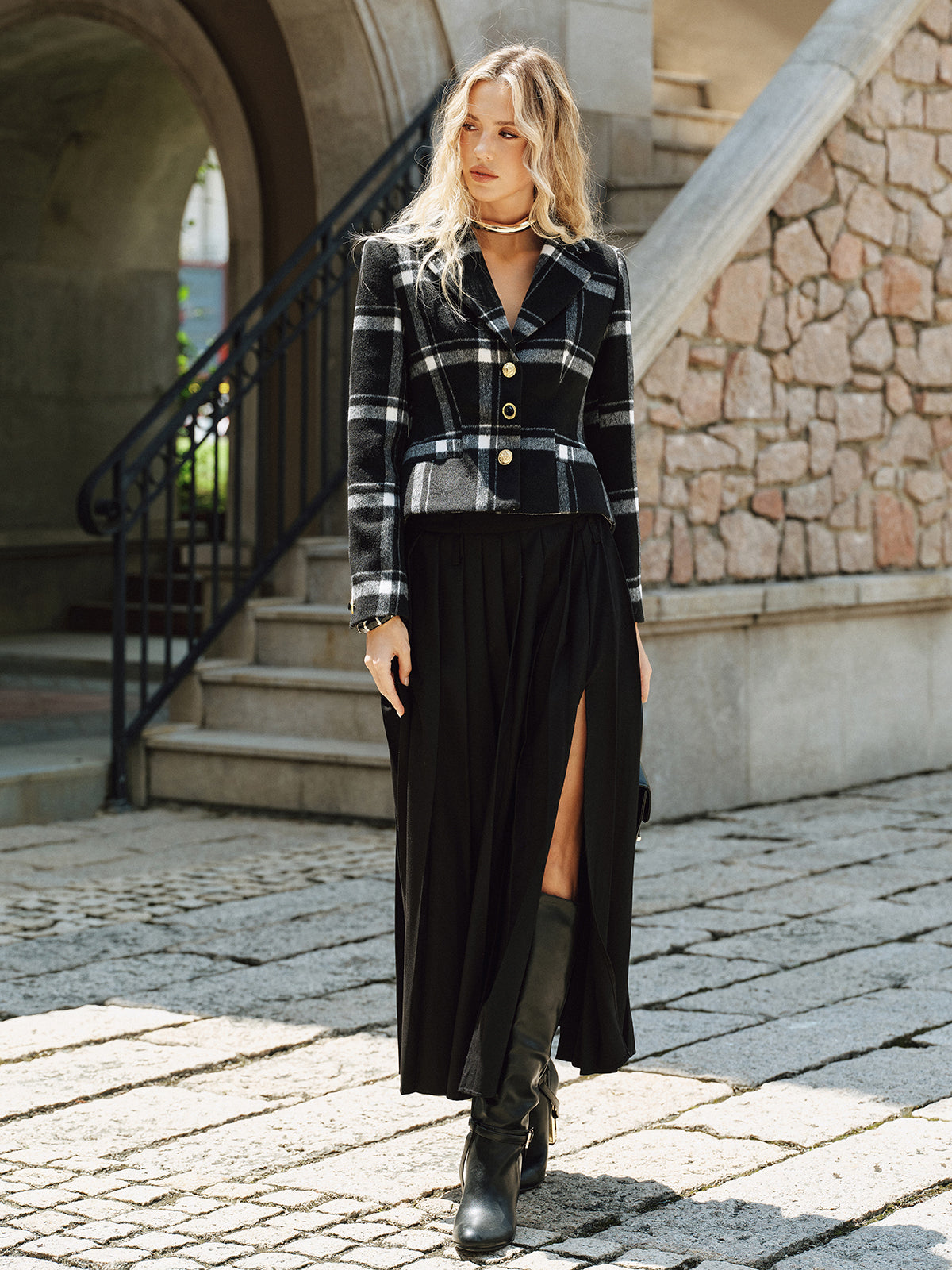 Plaid Wool Blazer – Rosalind by Maravesse (2)