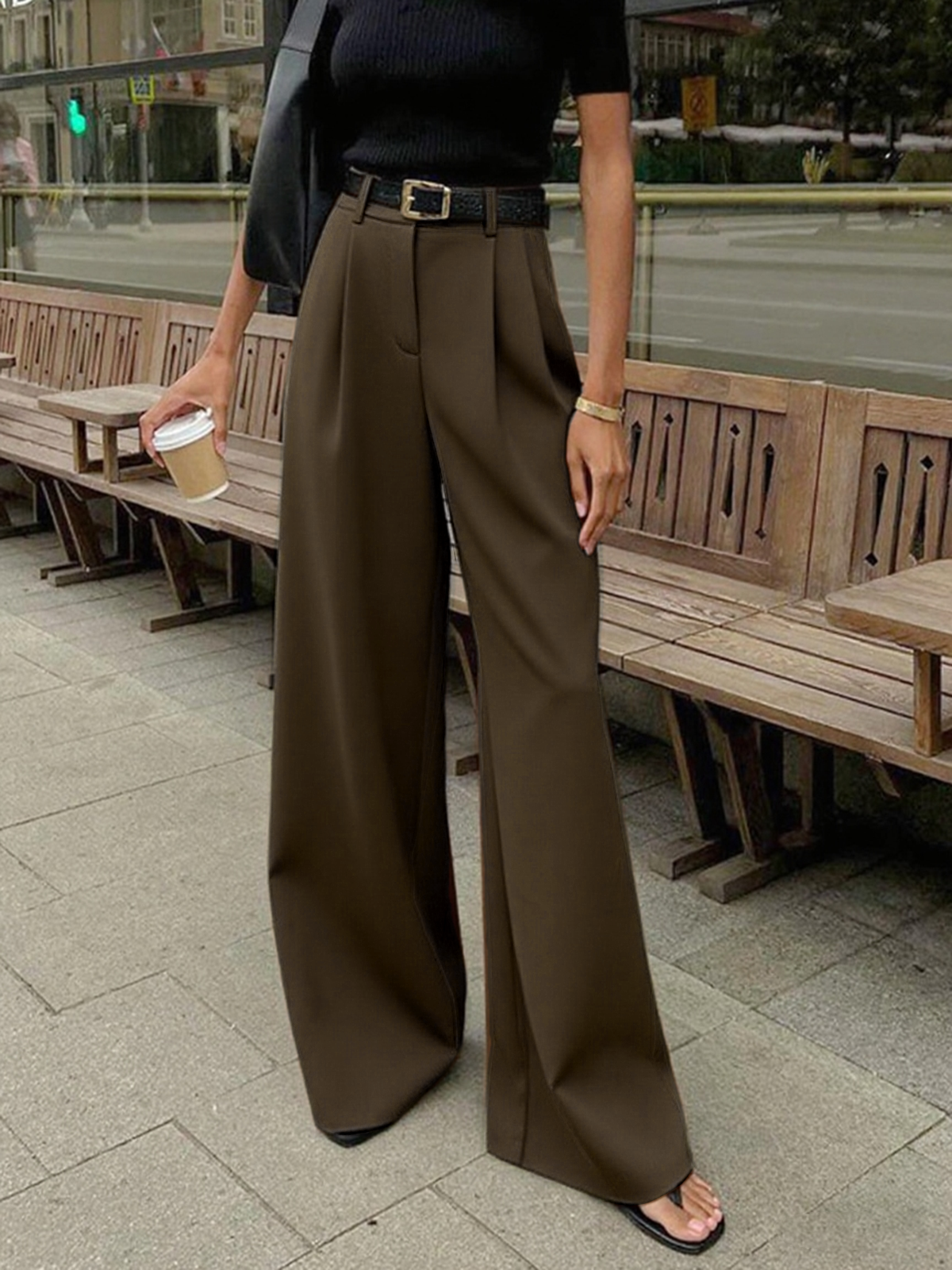 Trousers in Light Brown – Odette by Maravesse