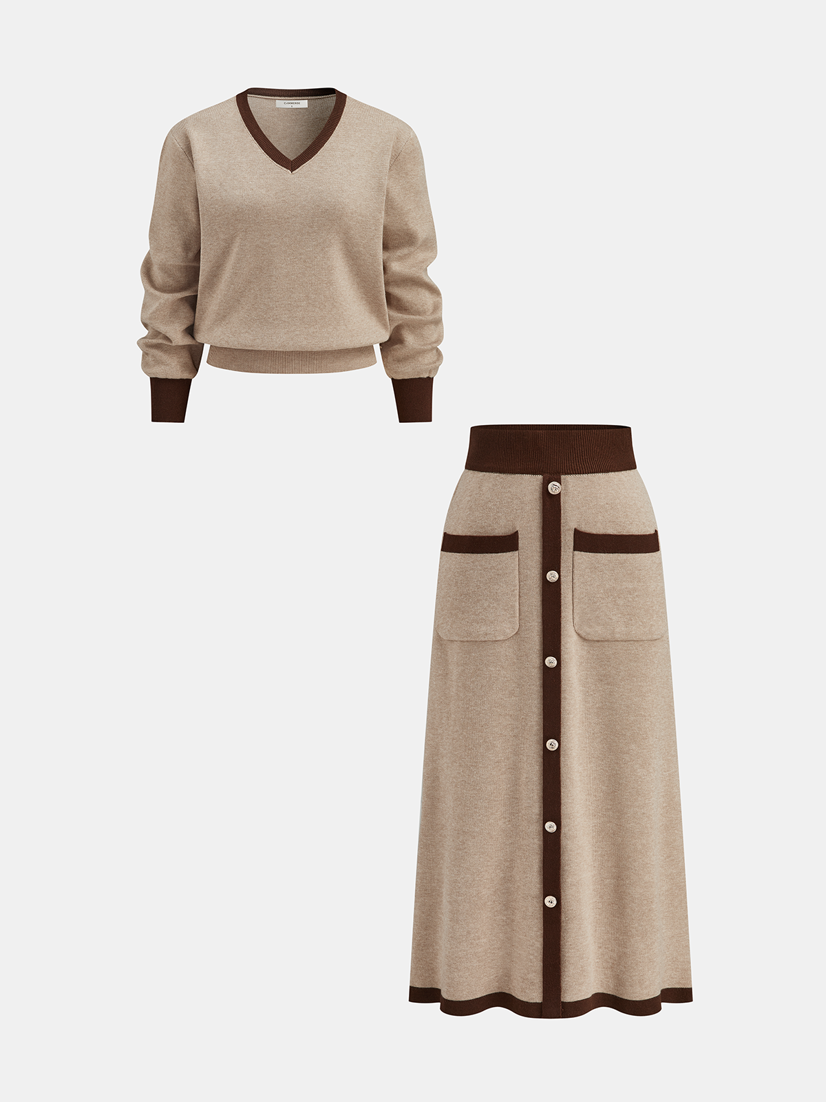 Camel Knit Set in Camel – Adeline by Maravesse