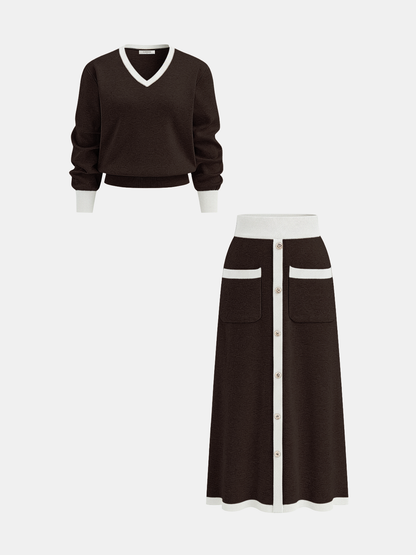 Camel Knit Set in Dark Brown – Adeline by Maravesse