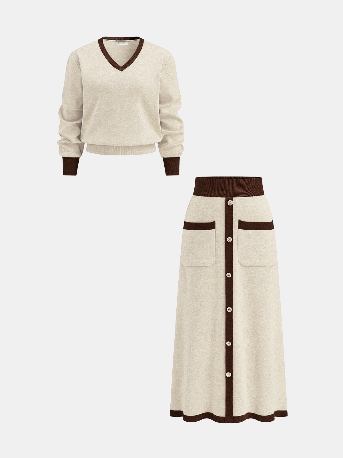 Camel Knit Set in Off-White – Adeline by Maravesse