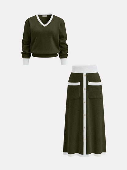 Camel Knit Set in ArmyGreen – Adeline by Maravesse