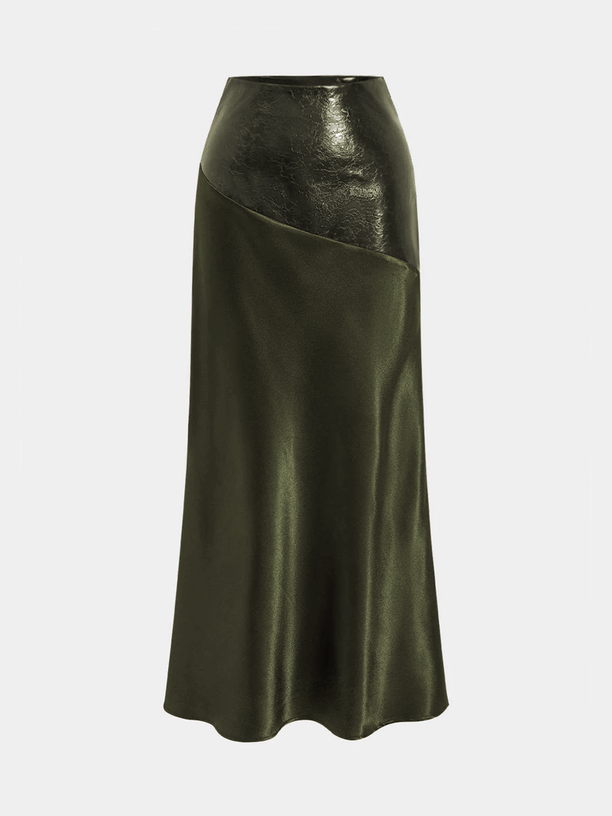 Satin Leather Skirt in Green – Aurelia by Maravesse