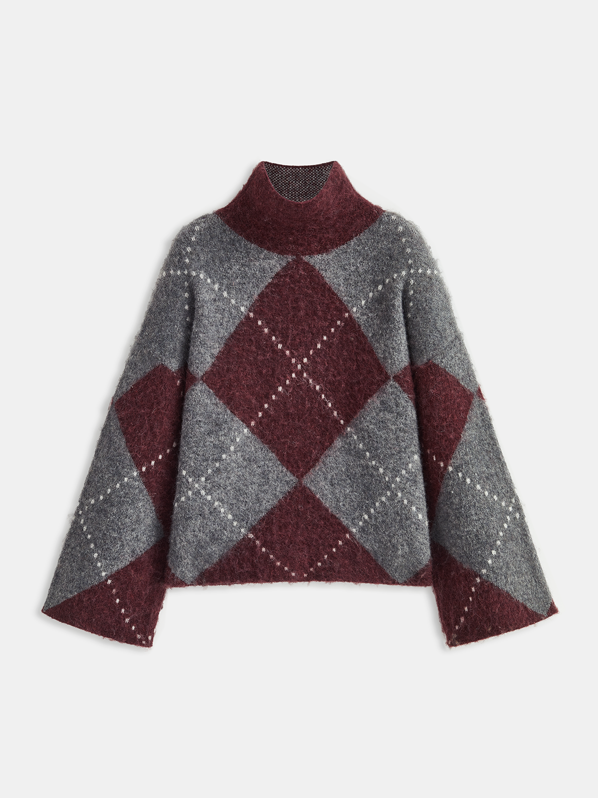 Plaid Wool Cardigan in Burgundy – Elodie by Maravesse