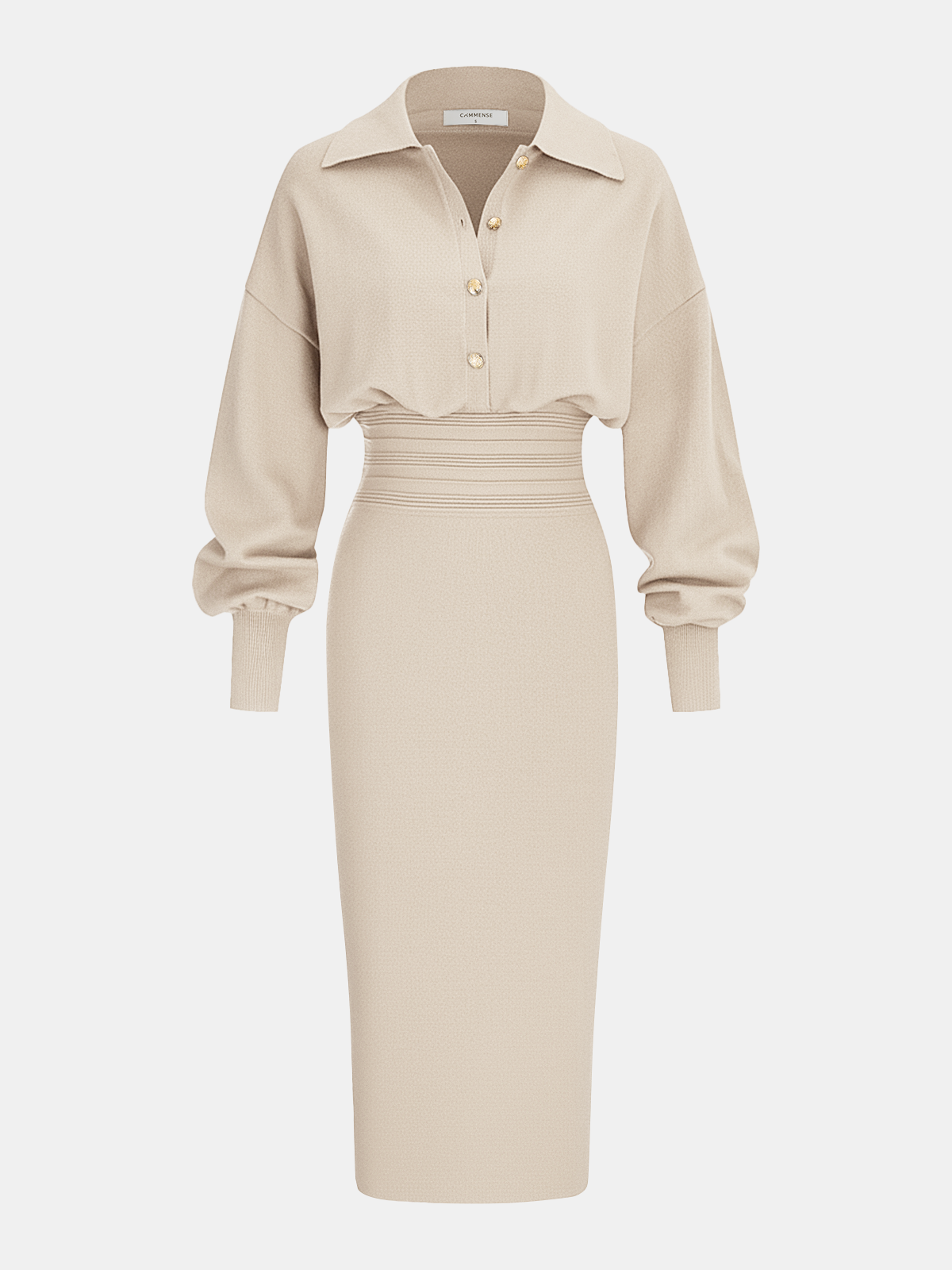 Knit Shirt Midi Dress in Apricot – Lucille by Maravesse