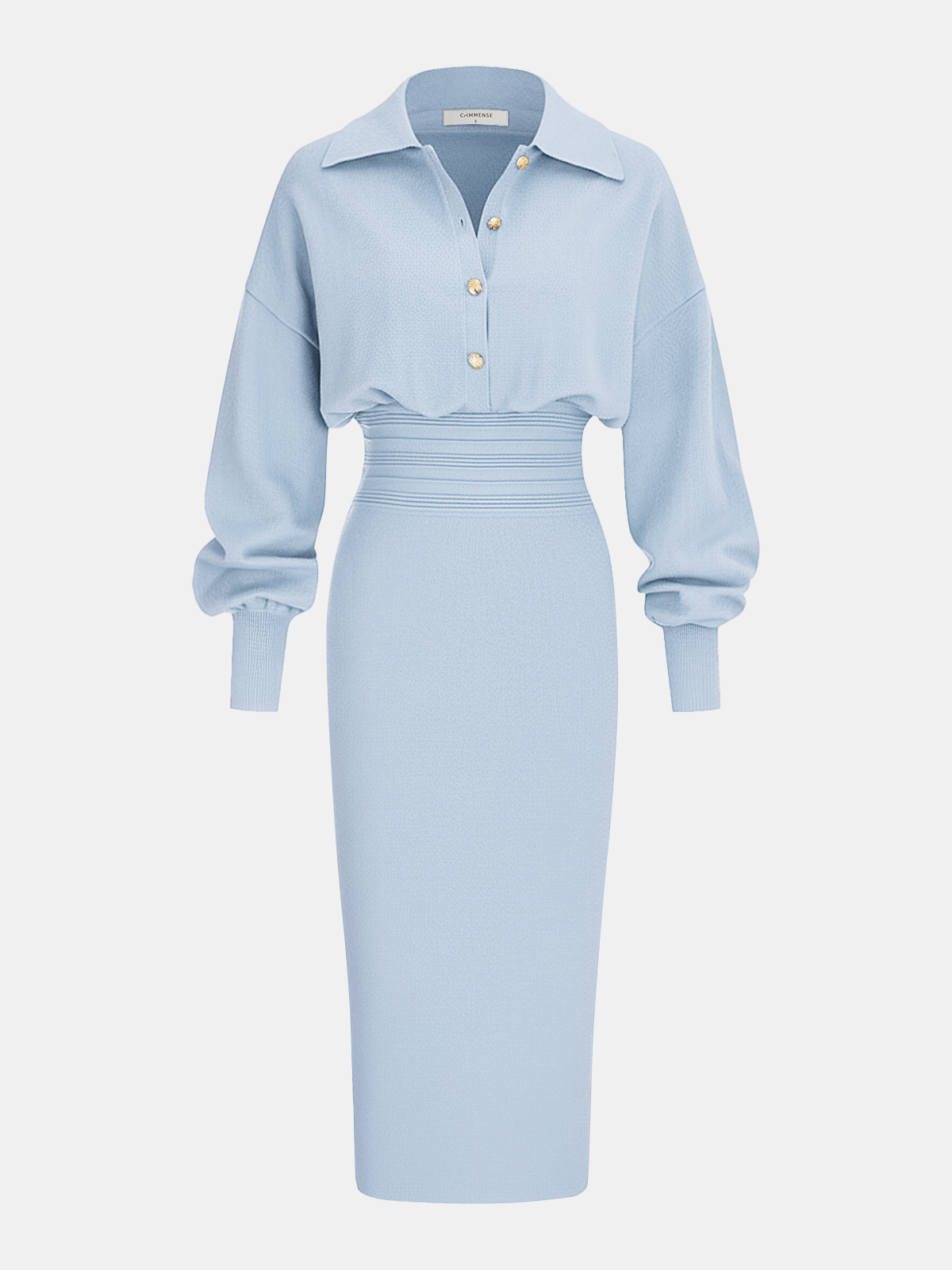 Knit Shirt Midi Dress in LightBlue – Lucille by Maravesse