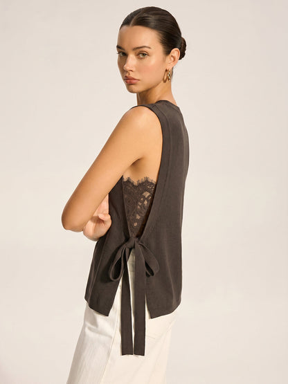 Lace Cardigan in Dark Brown – Odette by Maravesse