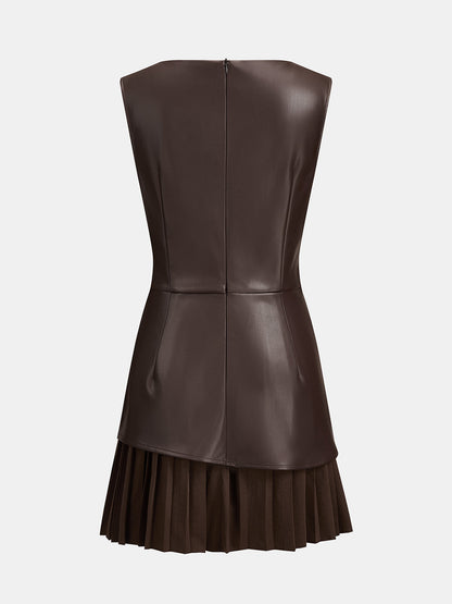 Pleated Leather Mini Dress – Xanthe by Maravesse (3)