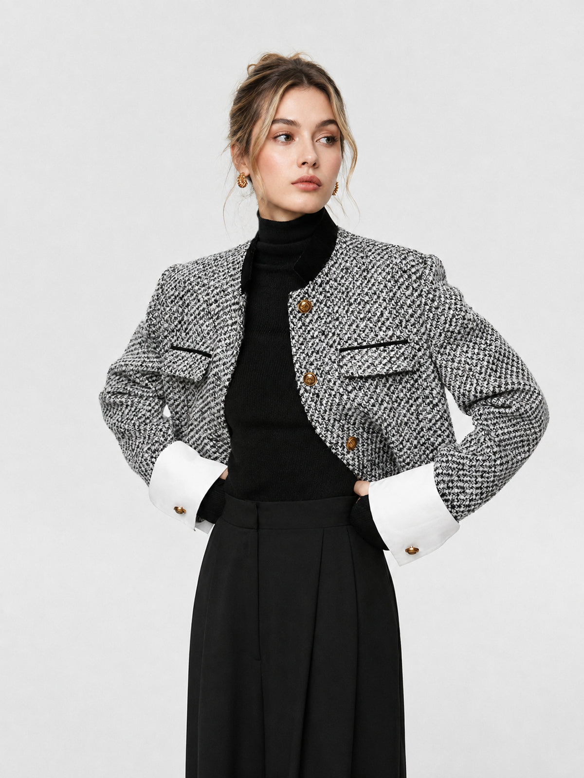 Bouclé Tweed Blazer in Black – Valentina by Maravesse
