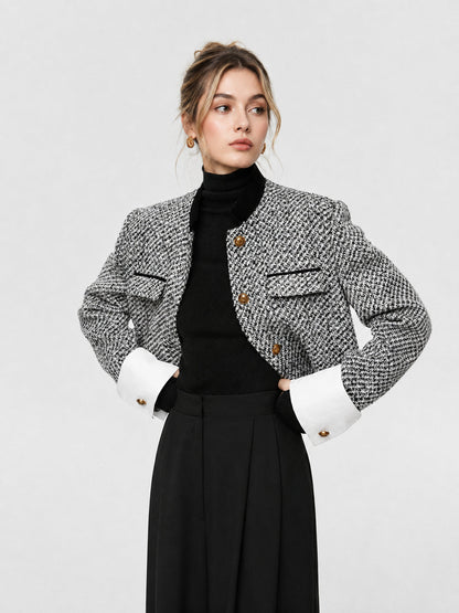 Bouclé Tweed Blazer in Black – Valentina by Maravesse