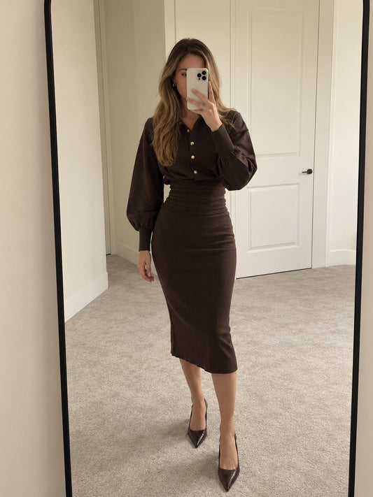 Knit Shirt Midi Dress – Lucille by Maravesse (2)