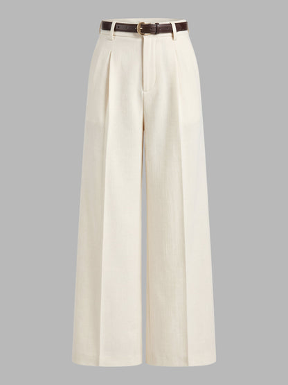 Pleated Tailored Trousers in Off-White – Mirabel by Maravesse