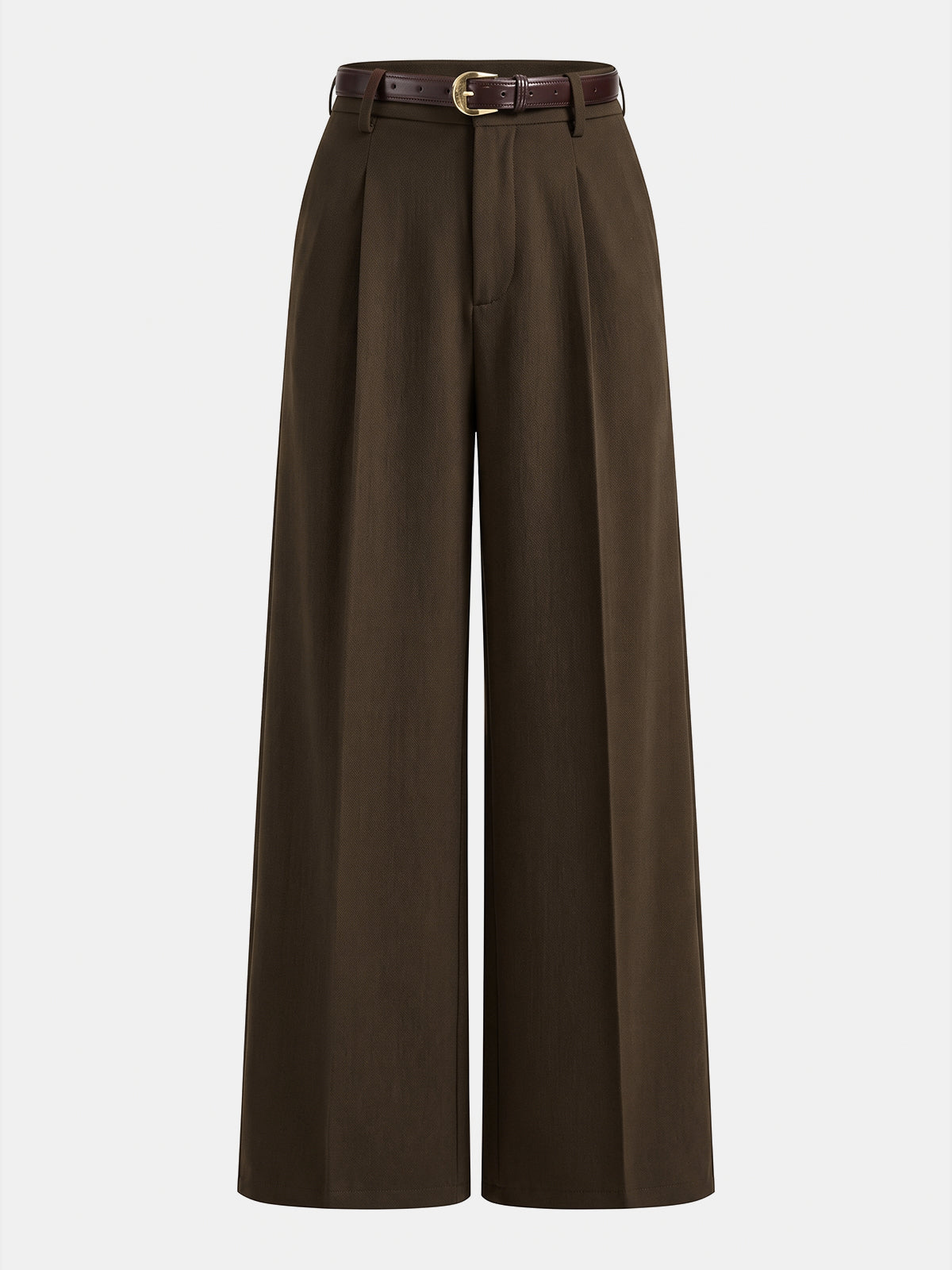 Pleated Tailored Trousers in Brown – Mirabel by Maravesse