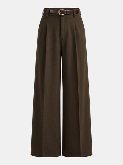 Pleated Tailored Trousers in Brown – Mirabel by Maravesse
