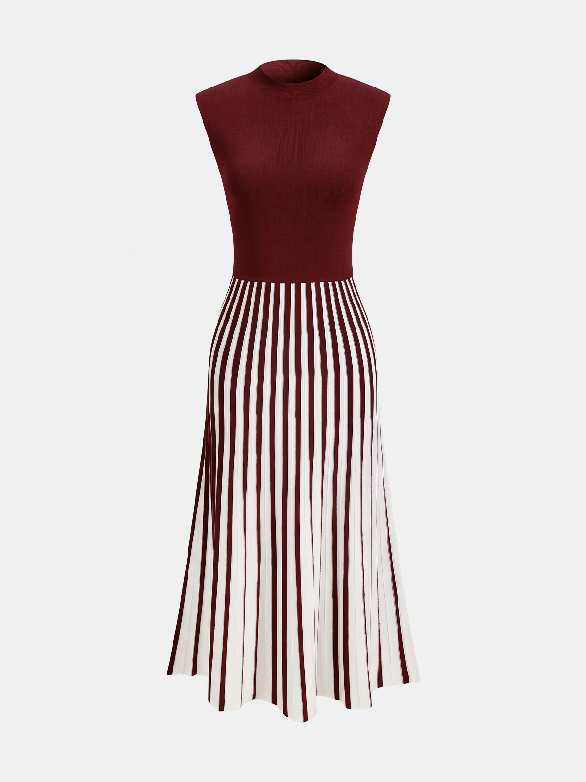 Striped Midi Dress in Burgundy – Odette by Maravesse