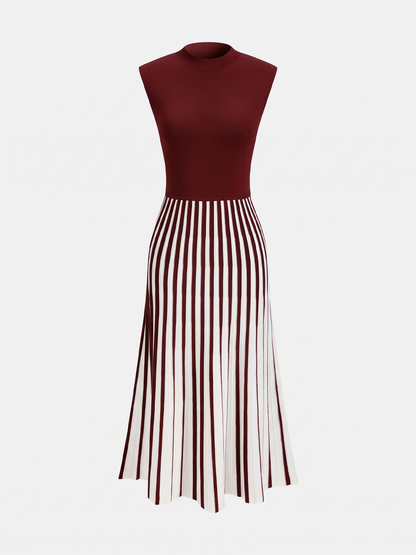 Striped Midi Dress in Burgundy – Odette by Maravesse