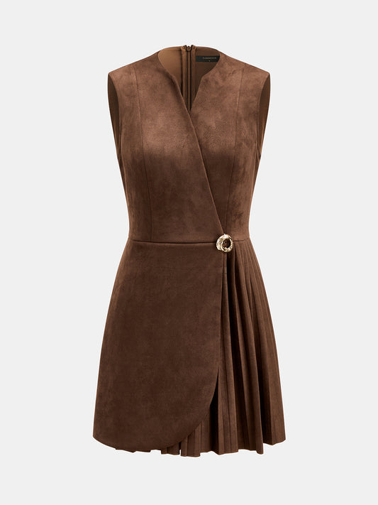 Pleated Suede Mini Dress – Constance by Maravesse (2)