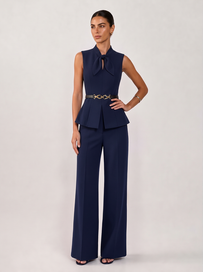 Belted Co-ord Set in Navy – Harriet by Maravesse