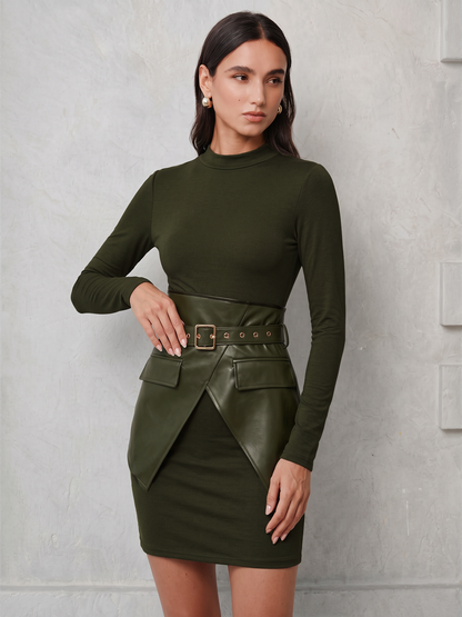 Corset Knit Mini Dress in ArmyGreen – Elise by Maravesse