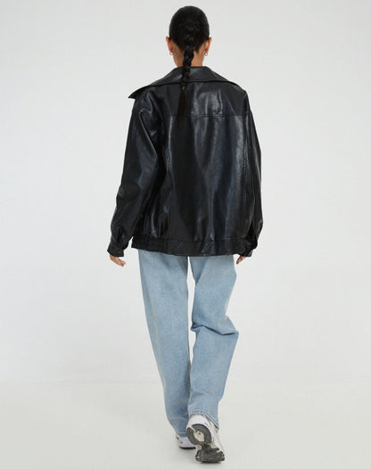 Leather Oversized Coat – Ophelia by Maravesse (6)