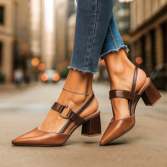 Slingback Heels in Brown – Eleanor by Maravesse