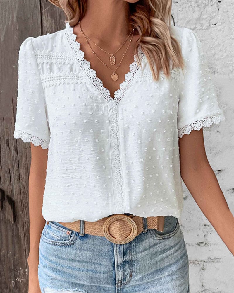 Bohemian Lace Blouse in White – Aurelia by Maravesse