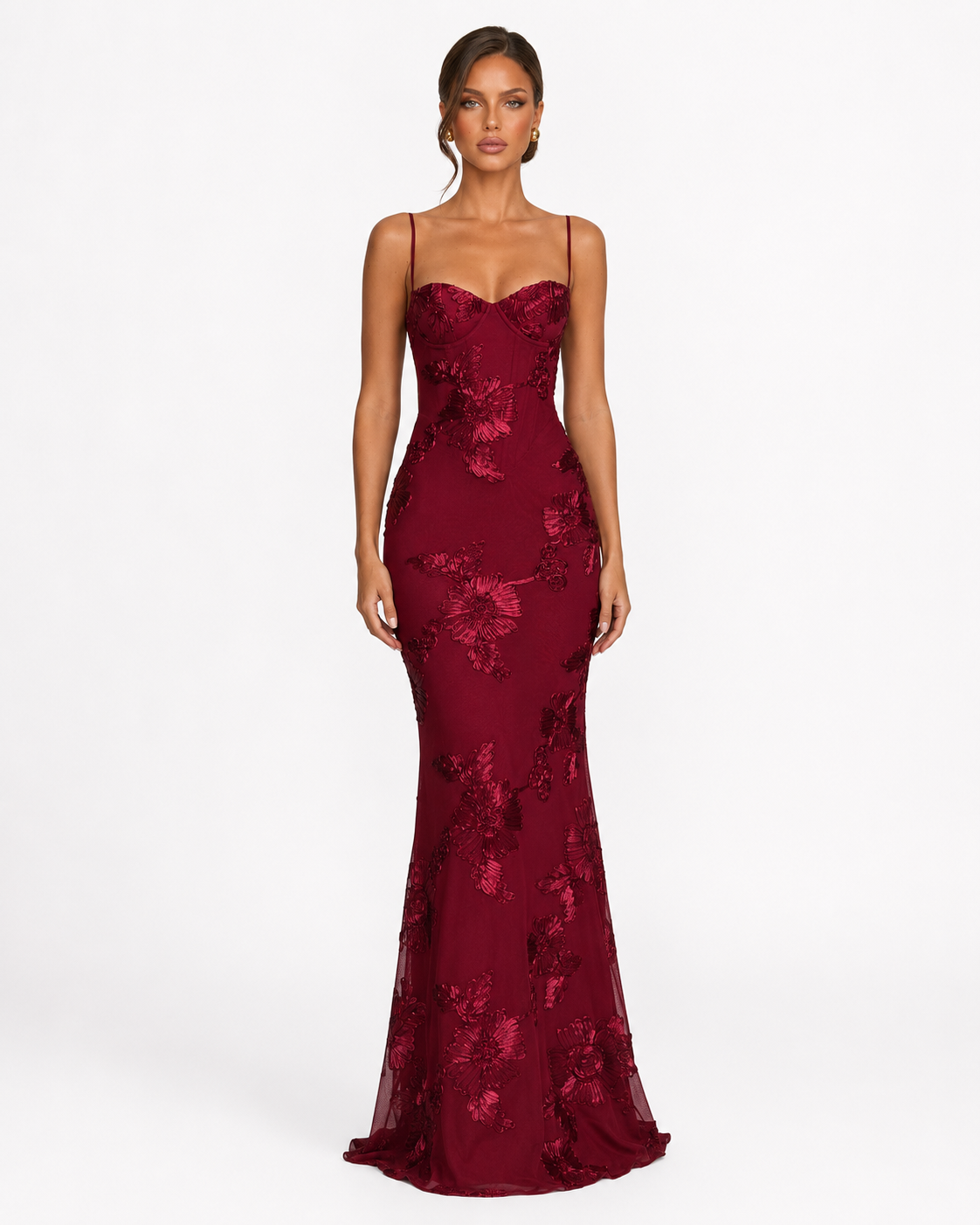 Corset Gown in Burgundy – Arabella by Maravesse