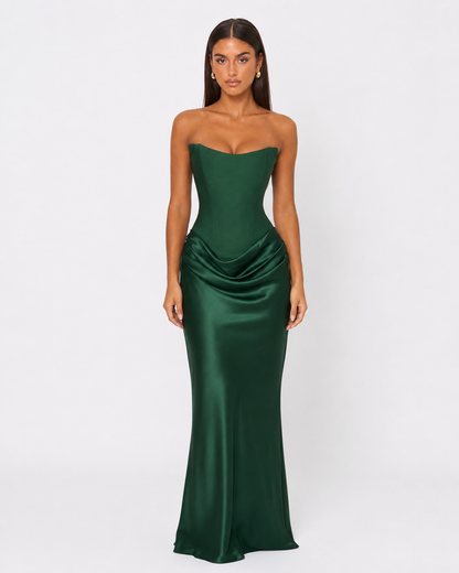 Corset Gown in Dark Green – Siri by Maravesse