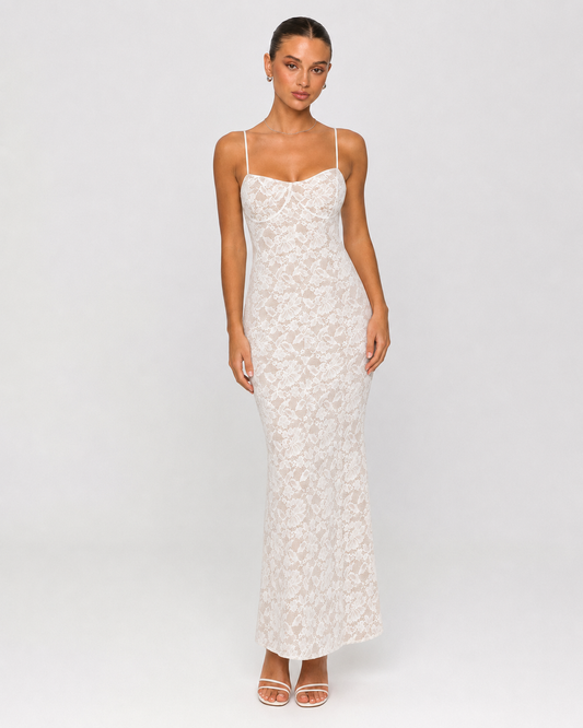 Lace Maxi Dress in White – Tilde by Maravesse
