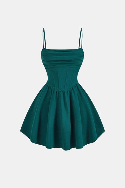 Ruched Mini Dress in Green – Sienna by Maravesse