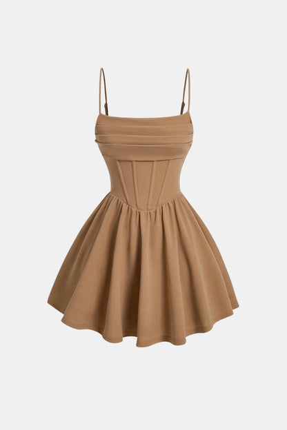 Ruched Mini Dress in Khaki – Sienna by Maravesse