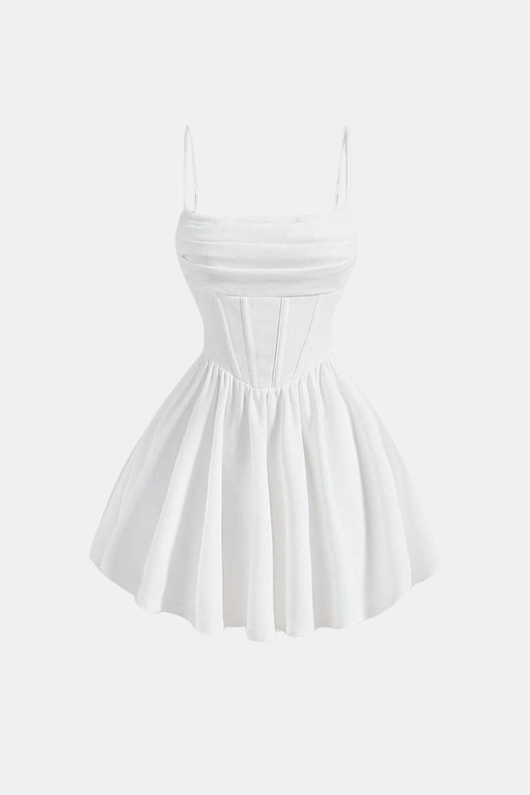 Ruched Mini Dress in White – Sienna by Maravesse