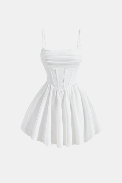 Ruched Mini Dress in White – Sienna by Maravesse